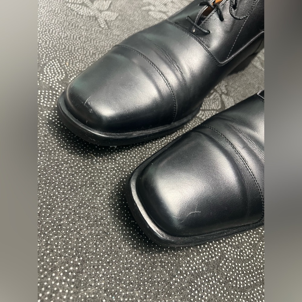 HERMES Classic Black Cap Toe Lace up Mens Leather Oxfords Size:EU 43 1/2/US 10.5 - Picture 8 of 16